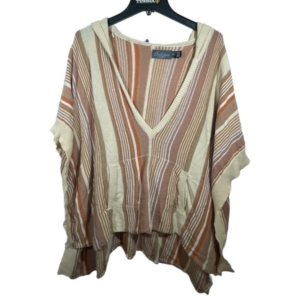 Costa Blanca Collection Deep V-Neck Open Side Poncho Sweater Boho Size XS